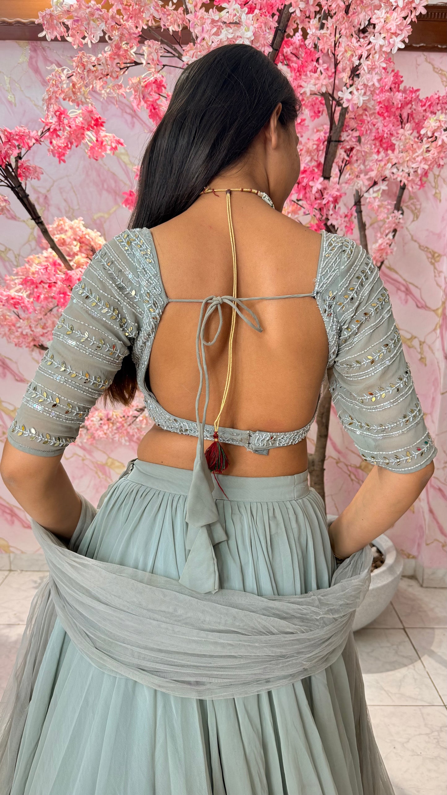 Grey Embellished lehnga 4001