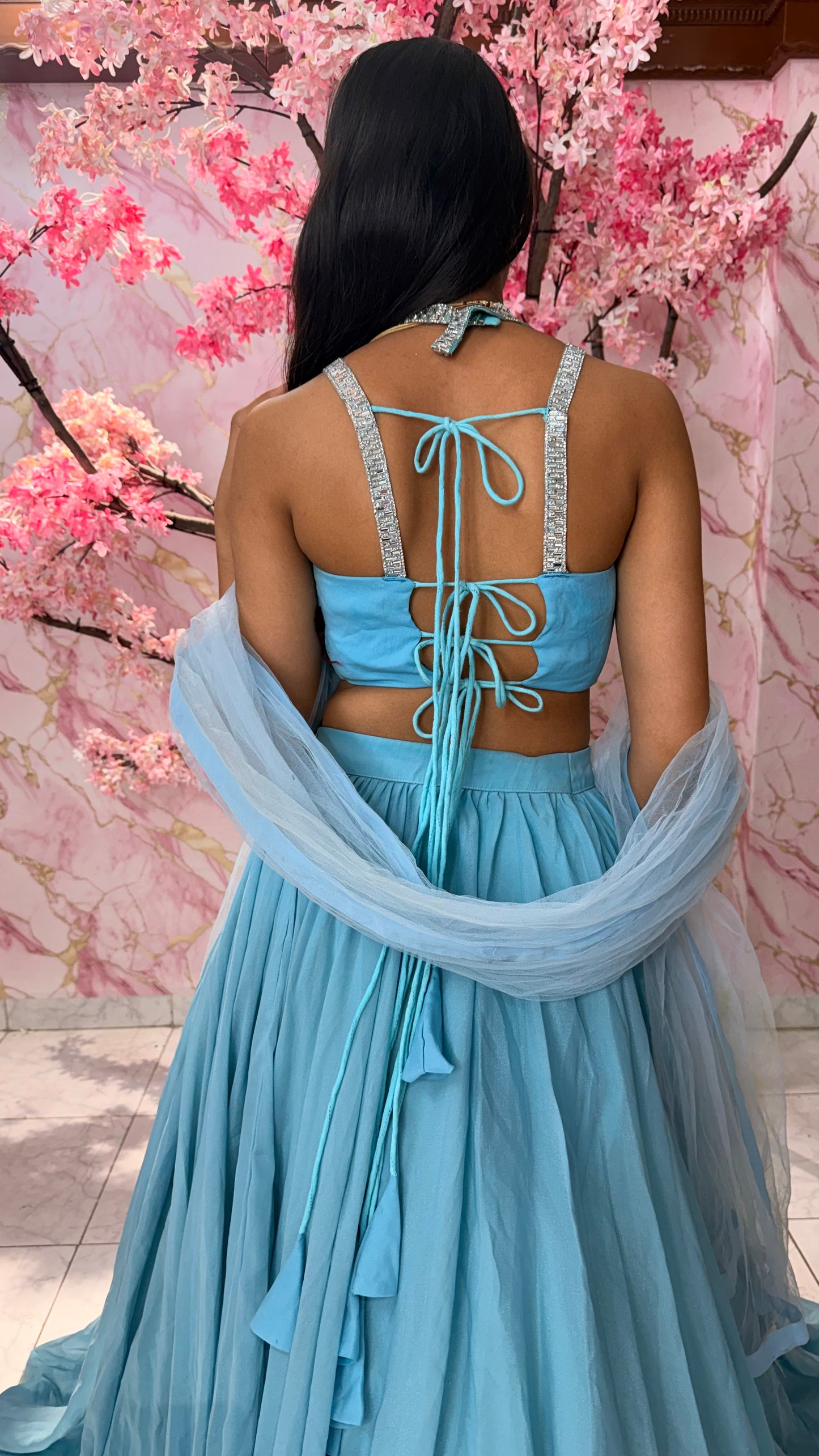 Sky blue embellished lehenga 4004