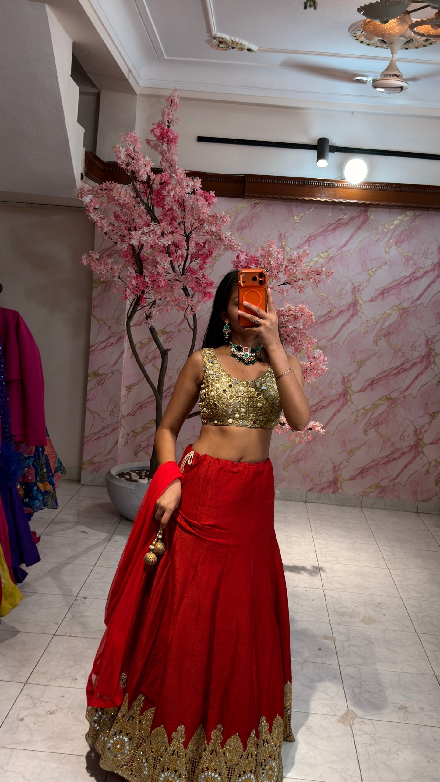 Real mirror wedding lehenga 4018