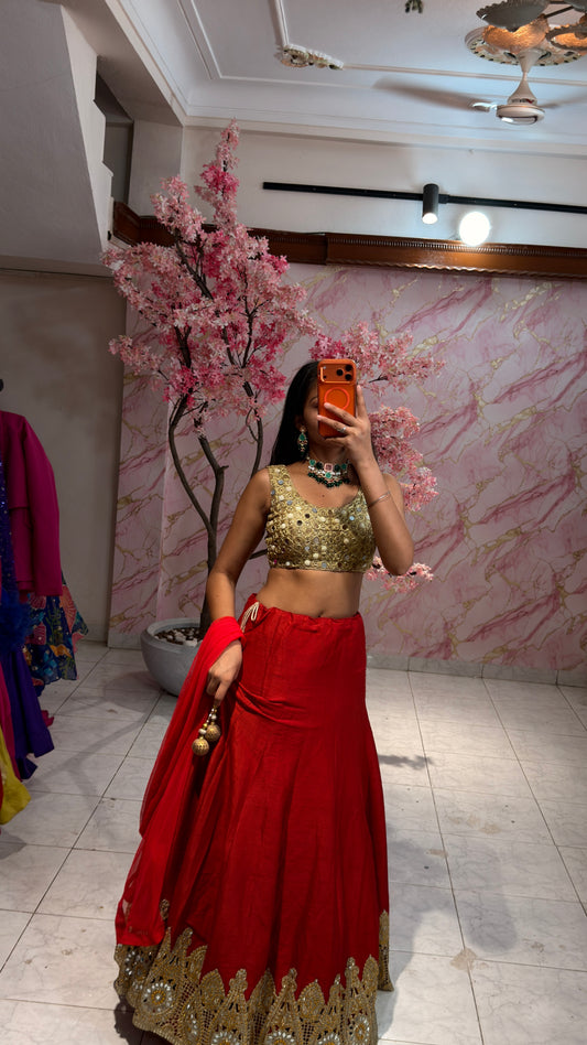 Real mirror wedding lehenga 4018