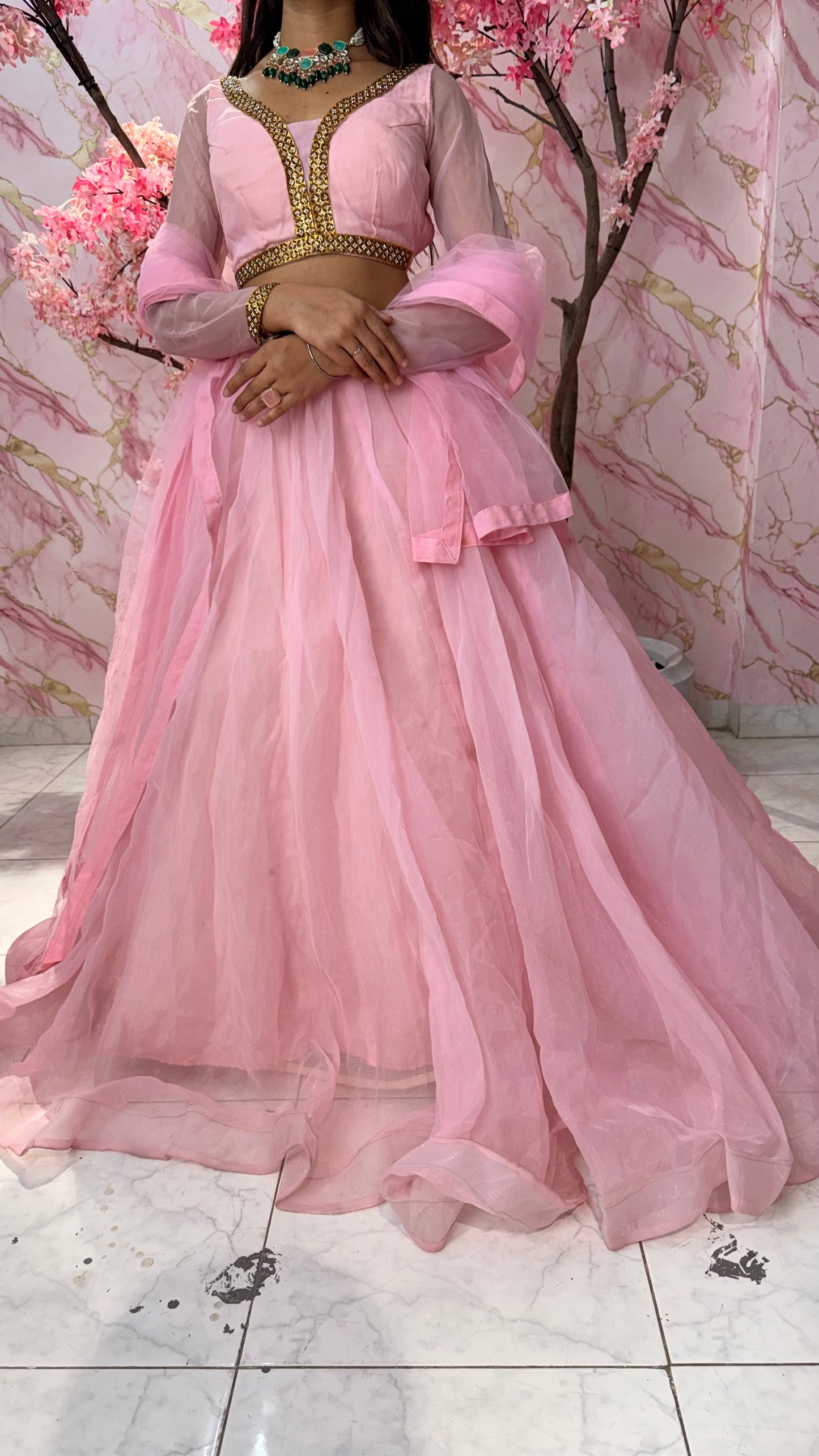 Pink wedding lehenga 4011
