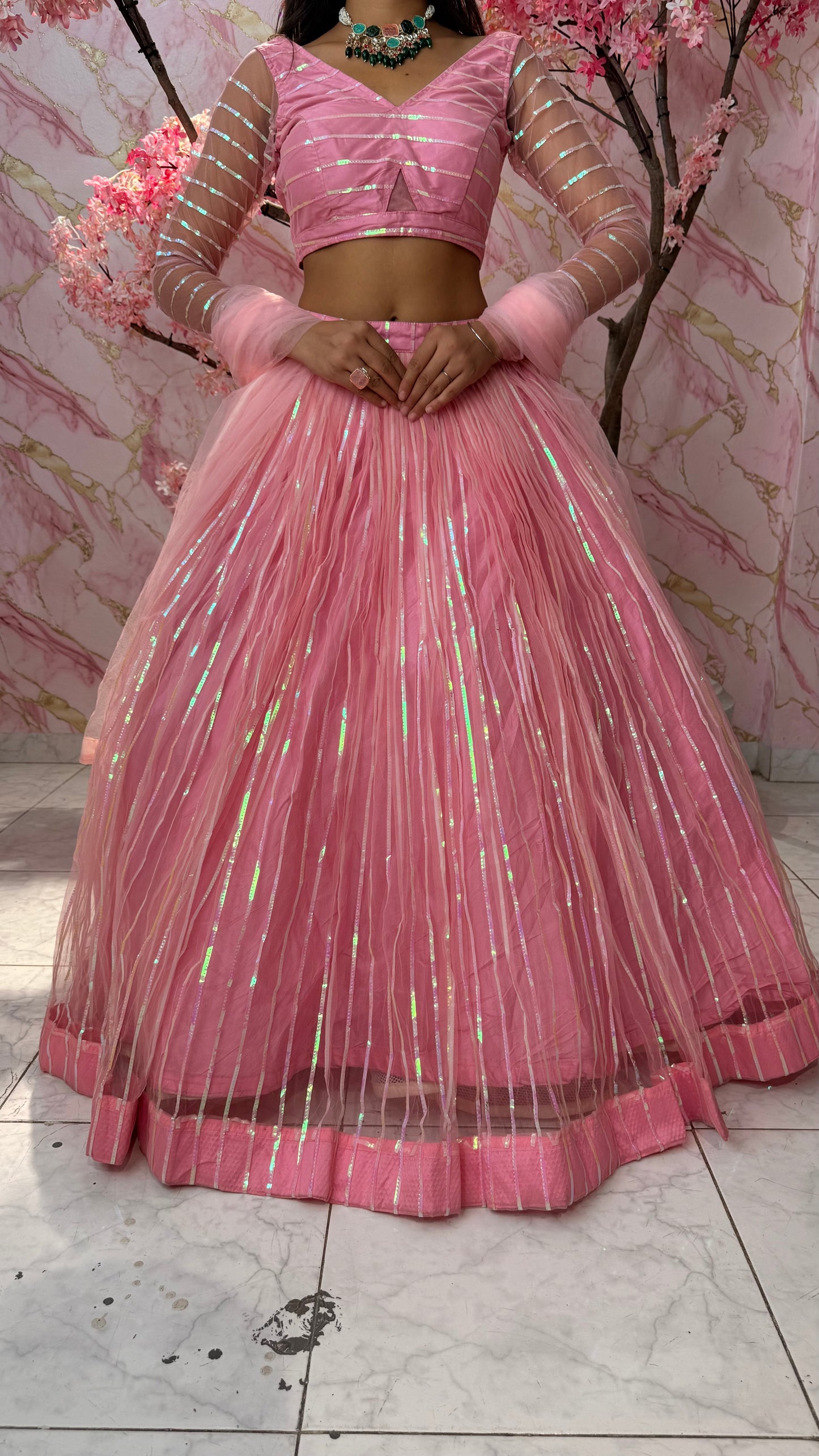 Barbie pink wedding lehenga 4007
