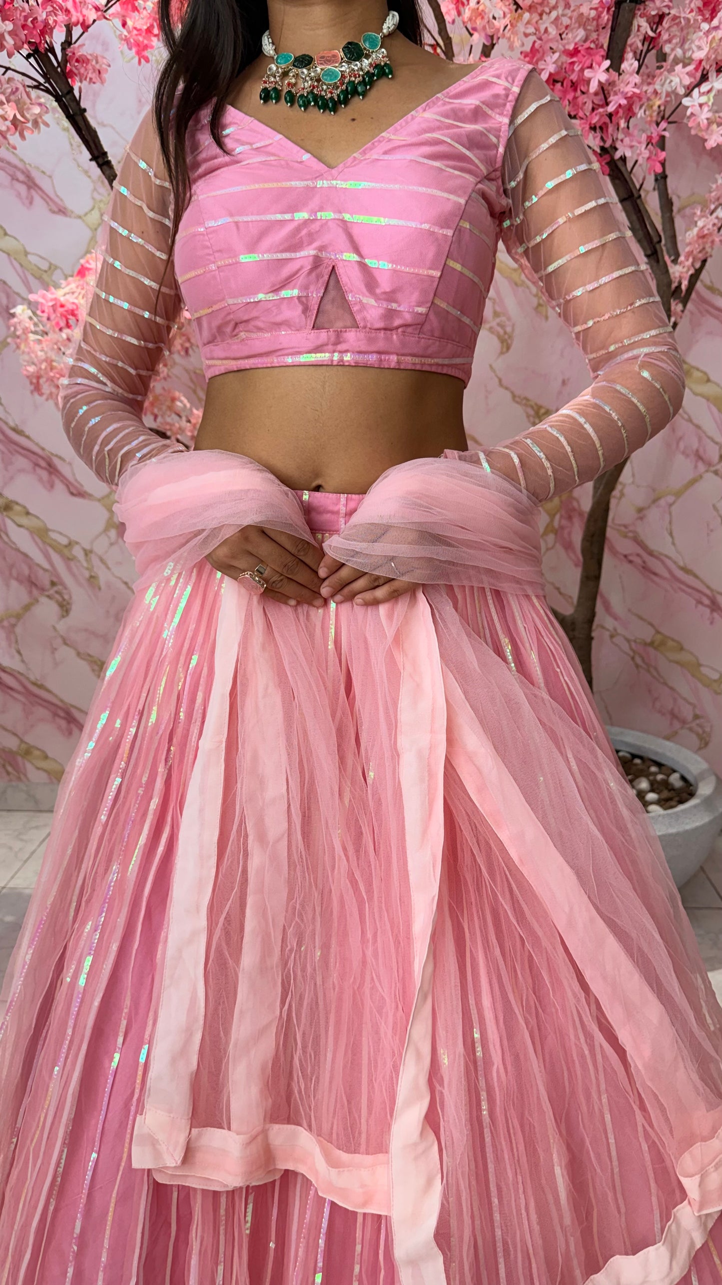 Barbie pink wedding lehenga 4007
