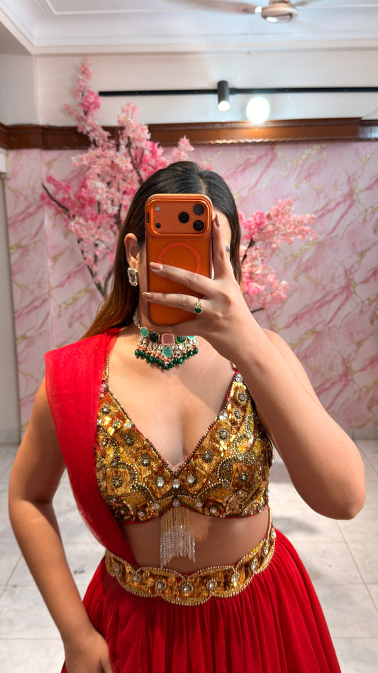 Belt Embellished wedding lehenga 4020