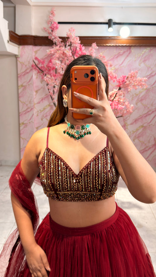Embellished wedding lehenga 4019