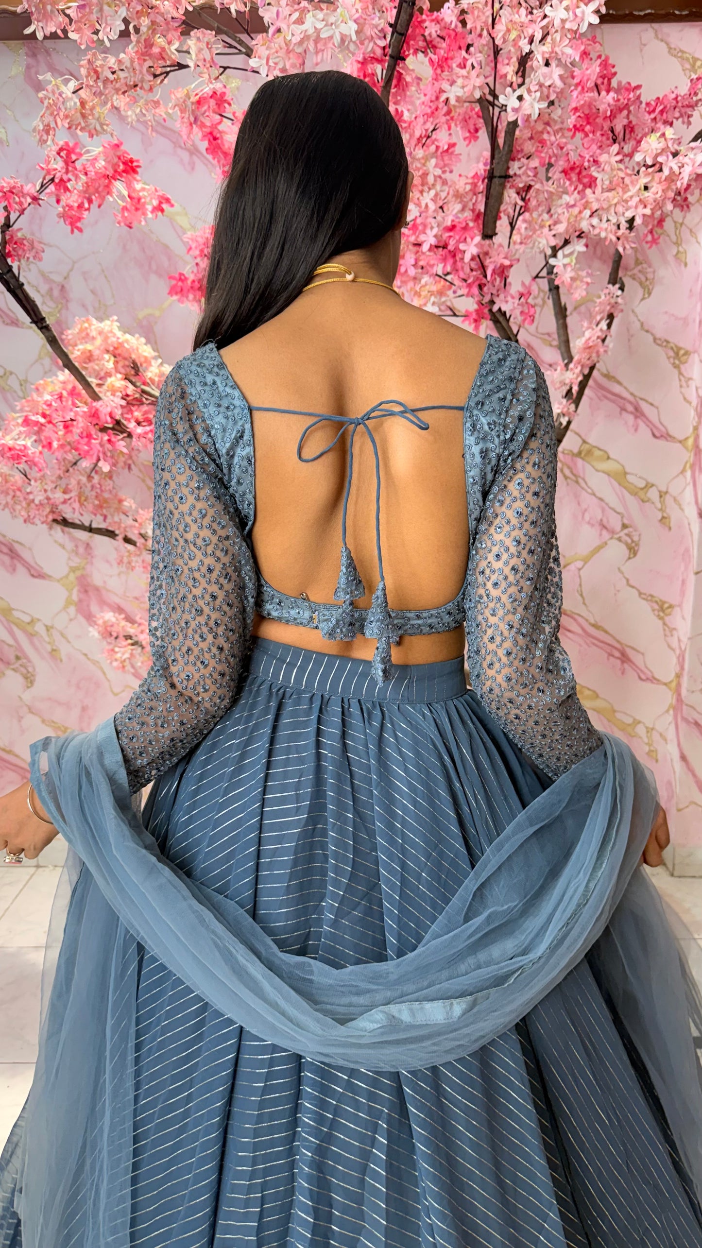 Sequin grey wedding lehenga 4009