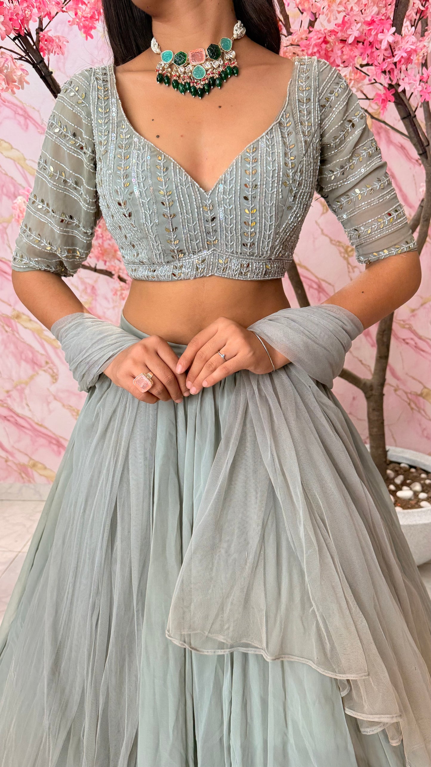 Grey Embellished lehnga 4001