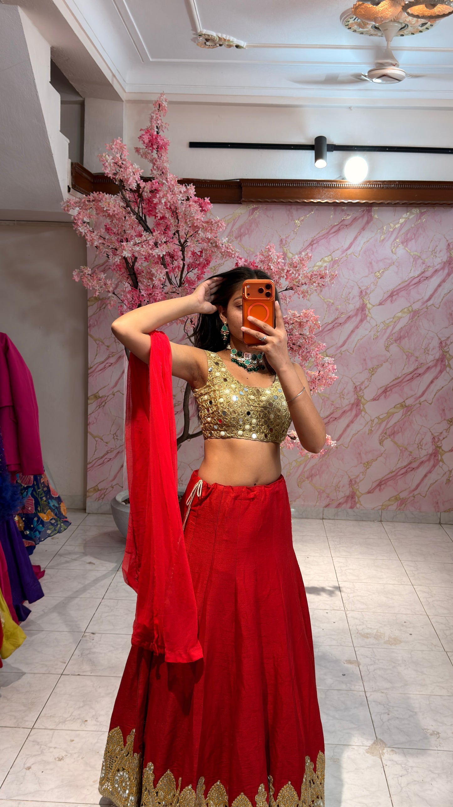 Real mirror wedding lehenga 4018