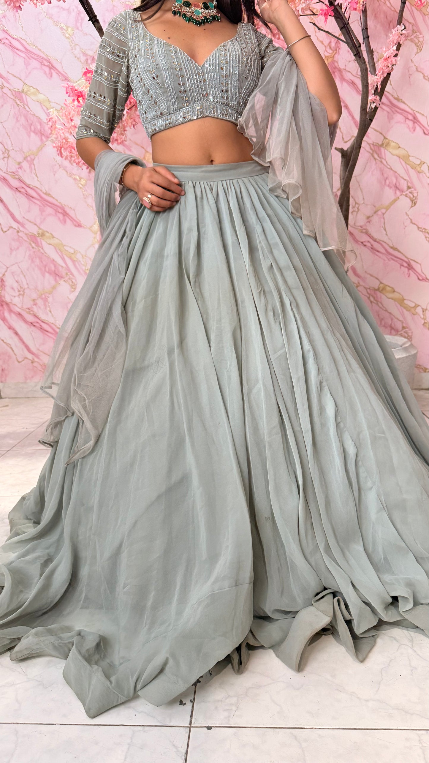 Grey Embellished lehnga 4001