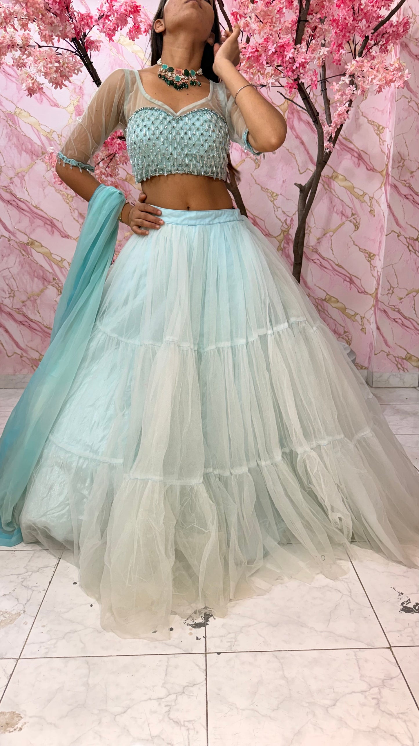 Embellished wedding lehenga 4036