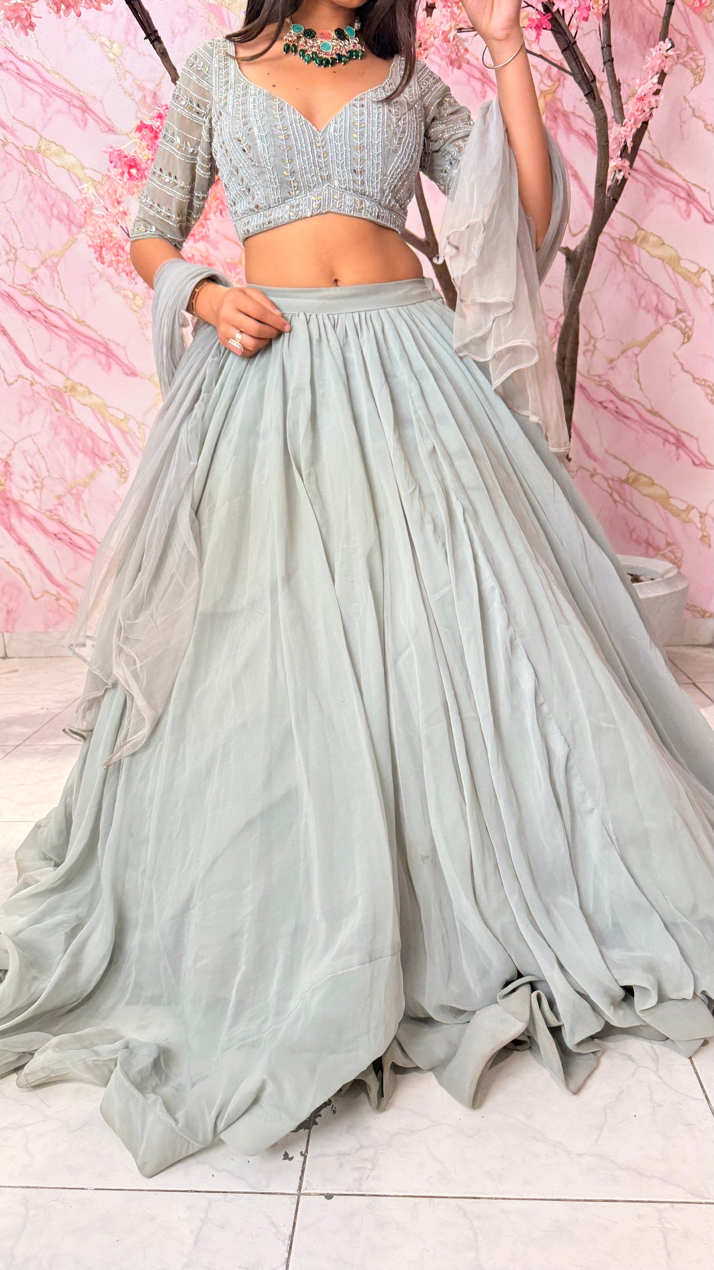 Grey Embellished lehnga 4001