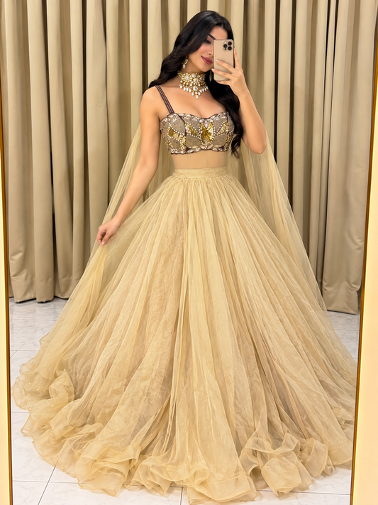 Mirror lehenga 4350
