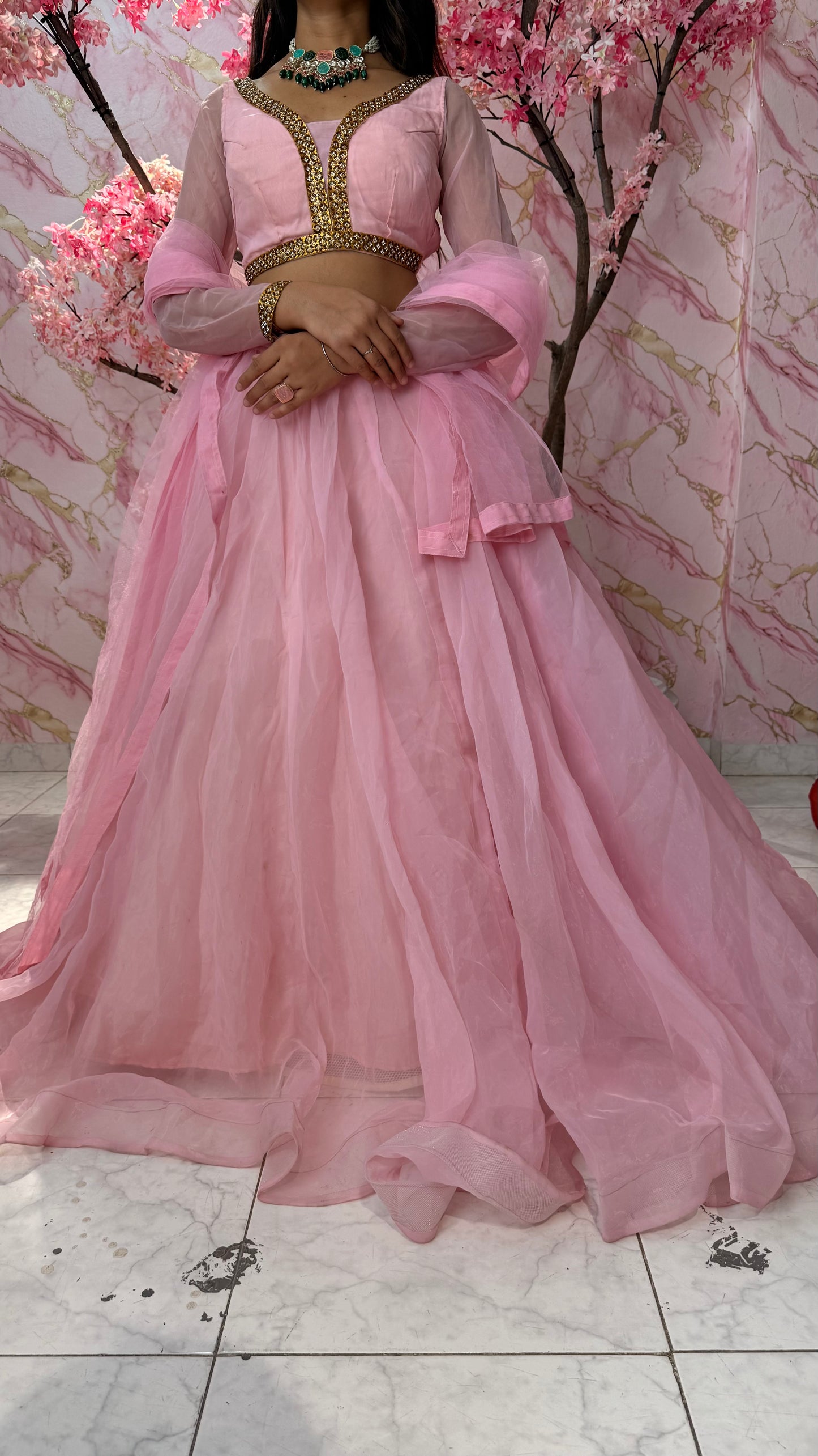 Pink wedding lehenga 4011