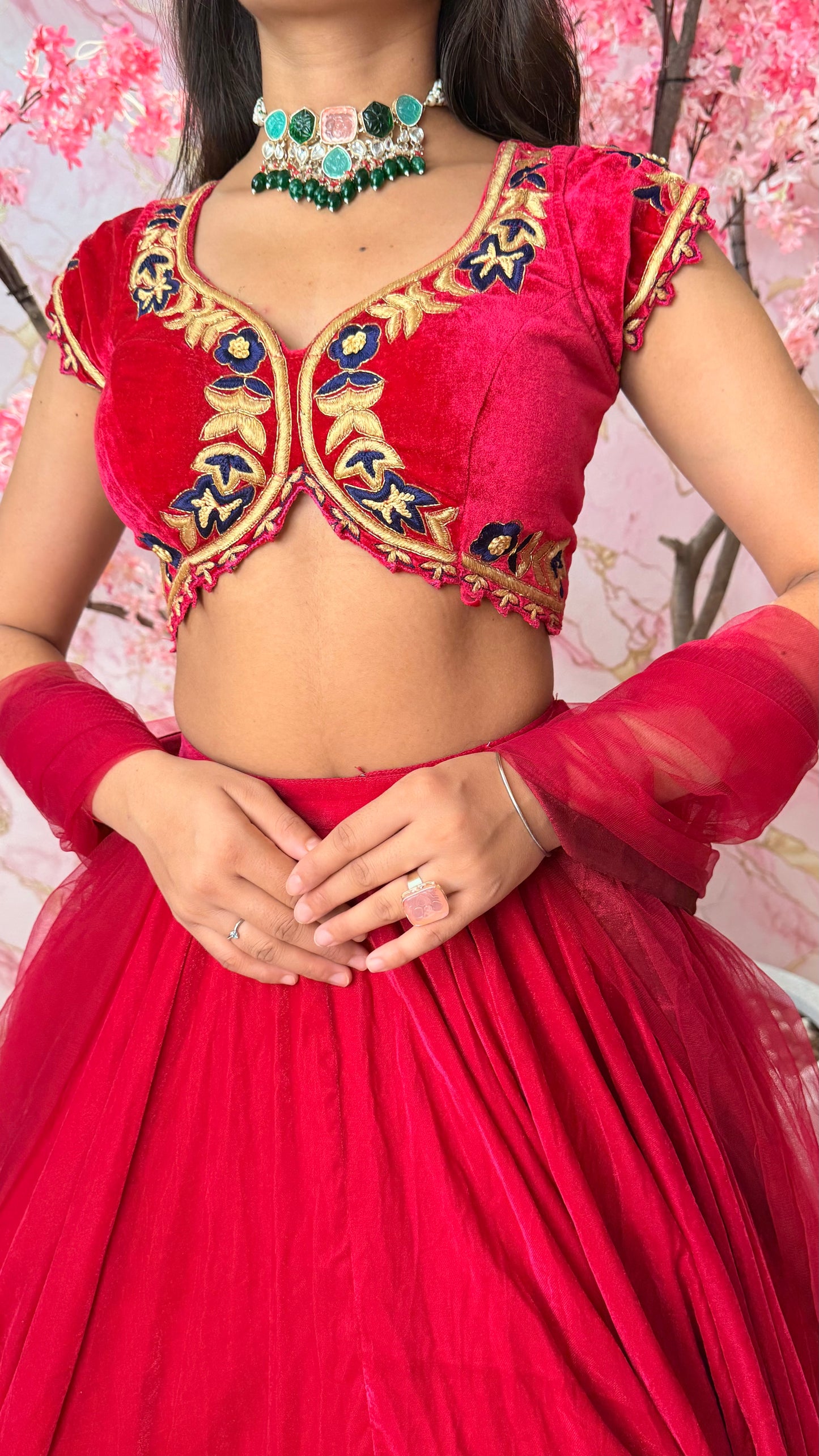 Pink velvet beauty wedding lehenga 4014