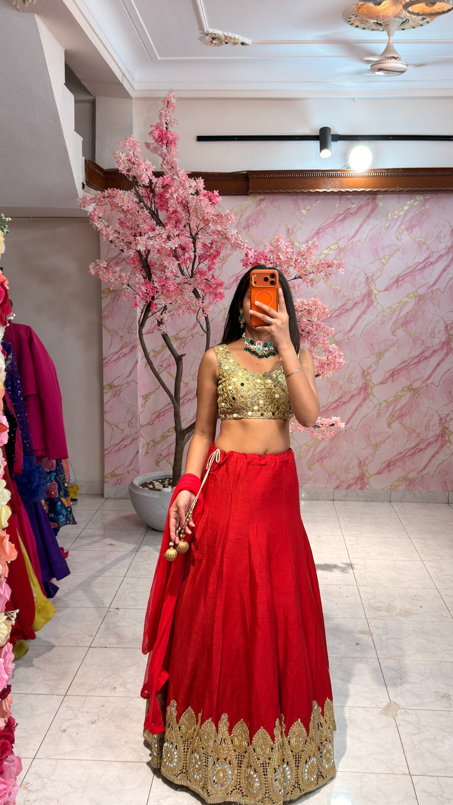 Real mirror wedding lehenga 4018